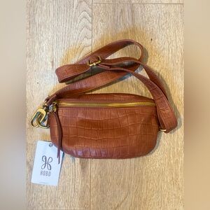 HOBO Brown Croc-Embossed Fern belt bag